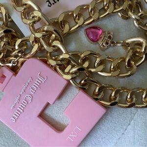 Juicy Couture Gold Chain belt  with Pink Heart Pendant